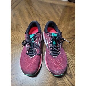Brooks Ghost 11 Running Shoes Women's Size 9 wide D Burgundy Pink Green‎
